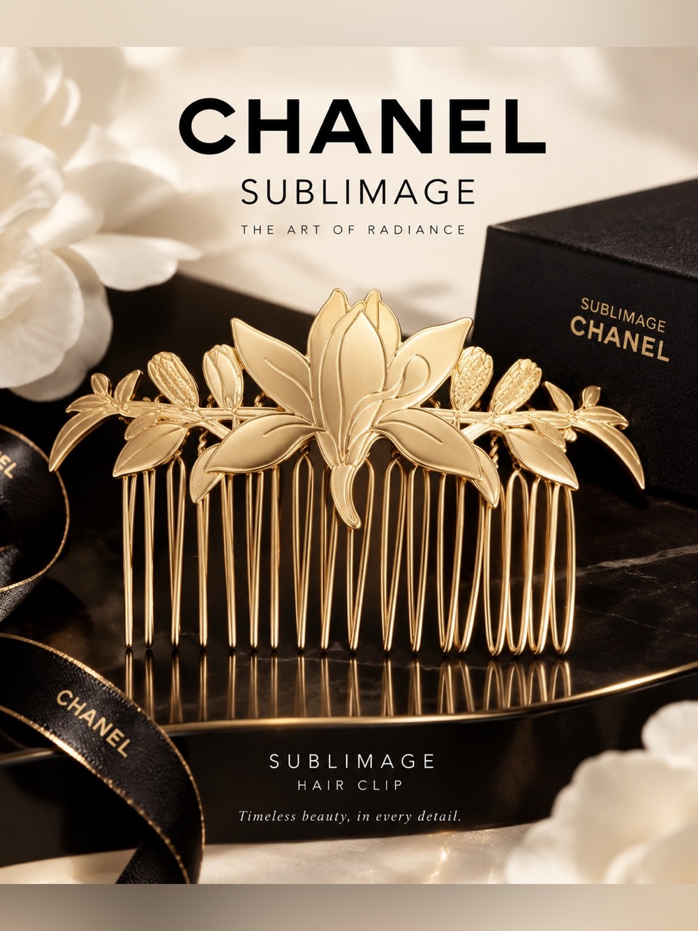 CHANEL Sublimage Gold Floral Hair comb- Perfect Bridal Accessory!!
